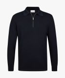 Profuomo navy luxury basic half zip polo