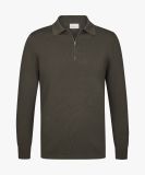 Profuomo bruin luxury basic half zip polo