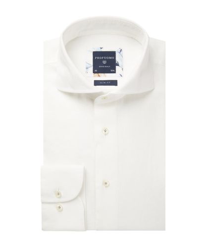 PPSH1A1034 Profuomo wit linnen katoen mix oxford weving 55% linnen 45% katoen 