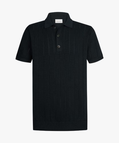 Profuomo navy katoenen rib polo