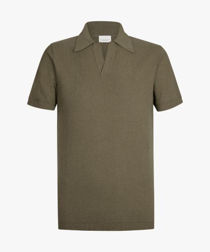 Profuomo lichtbruine katoen crepe polo