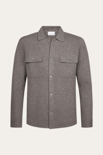 Profuomo taupe merino wollen overshirt
